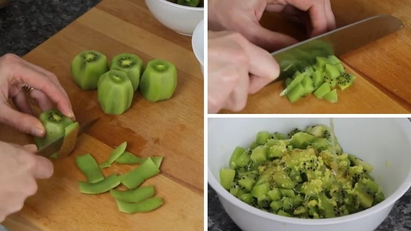 Thái nhỏ kiwi để làm sốt