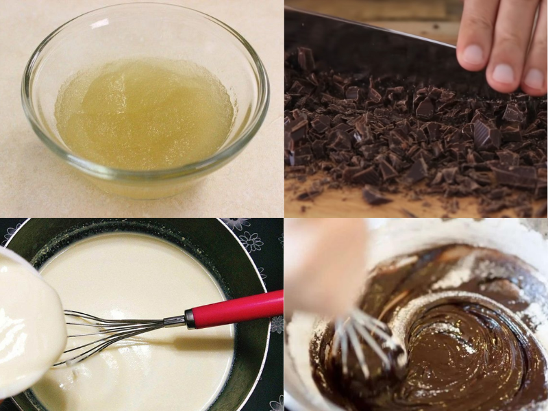 nấu hỗn hợp kem sữa socola