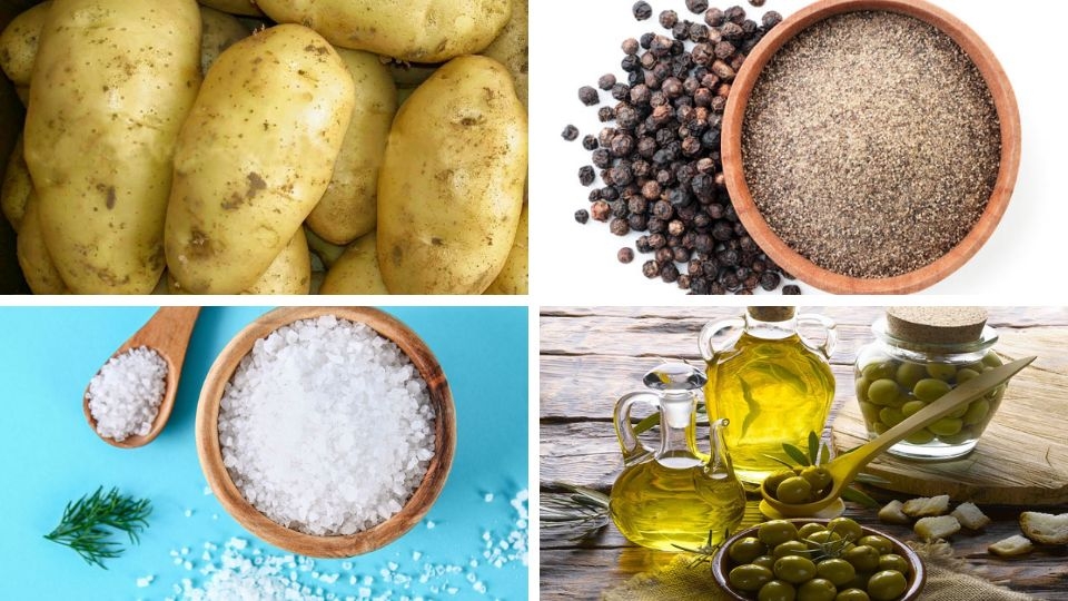 Nguyên liệu làm khoai tây lát mỏng bằng lò nướng