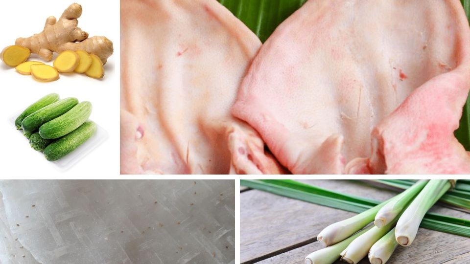 Nguyên liệu làm tai heo cuốn bánh tráng