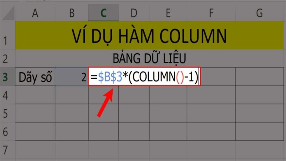 Nhập cú pháp =$B$3*(COLUMN()-1) vào ô tính