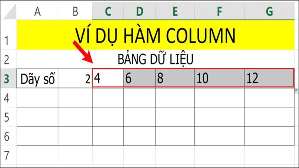 Nhấn phím Enter để hàm COLUMN trả về kết quả cần tìm
