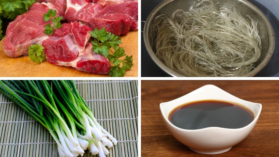 Nguyên liệu làm món miến xào bò: