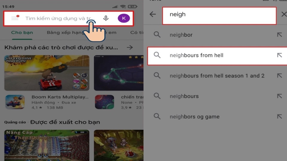 Bạn chọn vào ứng dụng cửa hàng “Google Play” 