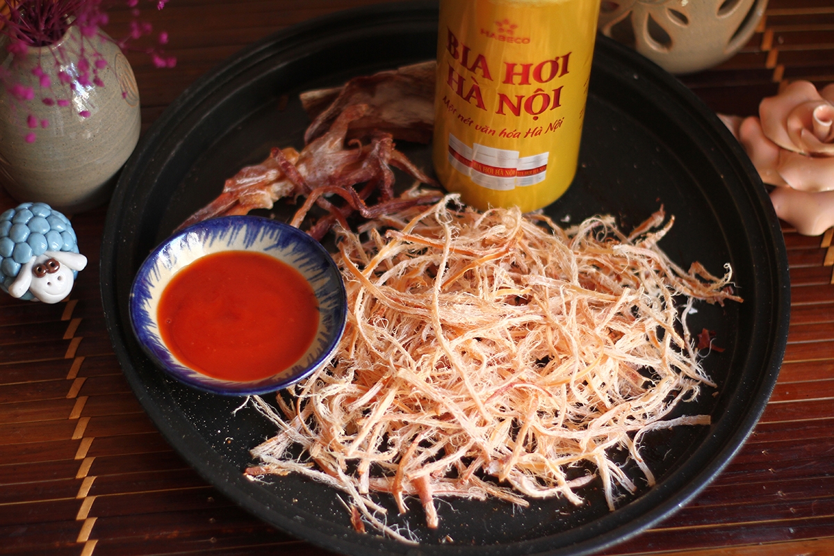 Thành phẩm mực nướng nồi chiên không dầu ra lò