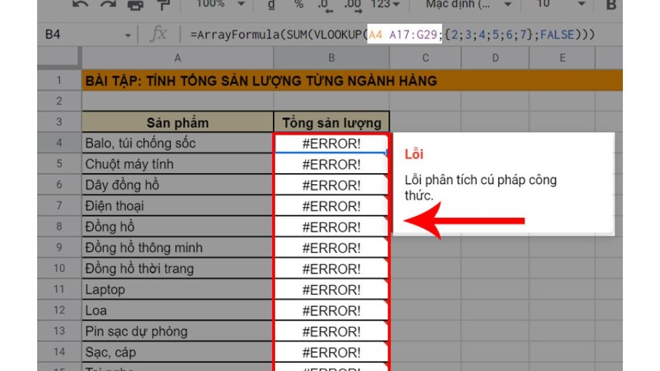 Lỗi kết hợp #ERROR
