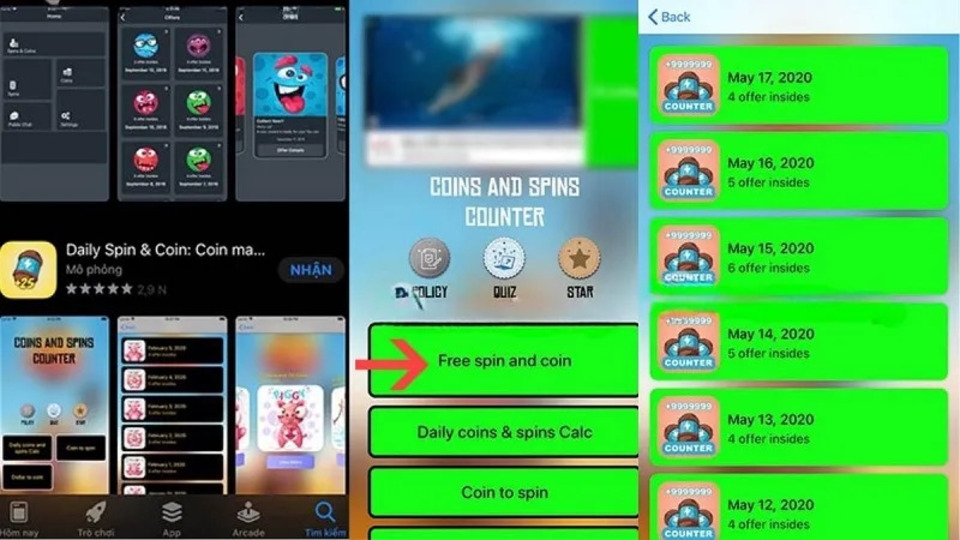 Tải các ứng dụng có tặng free coin