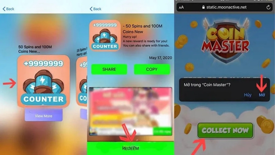 Thực hiện các chỉ dẫn của ứng dụng để nhận coin