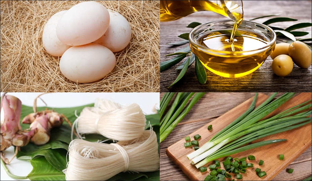 Nguyên liệu làm món miến xào trứng
