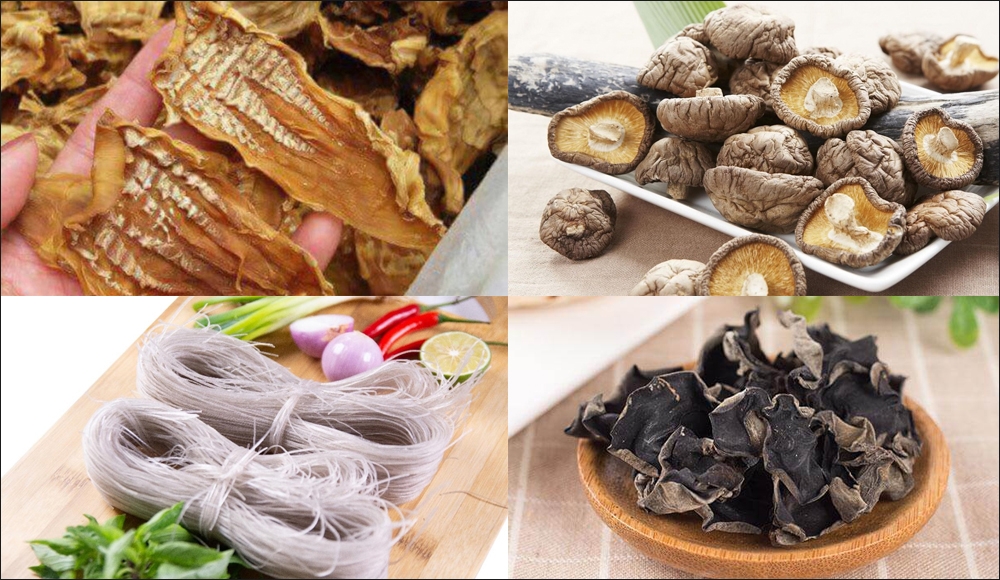 Các nguyên liệu làm miến xào măng khô