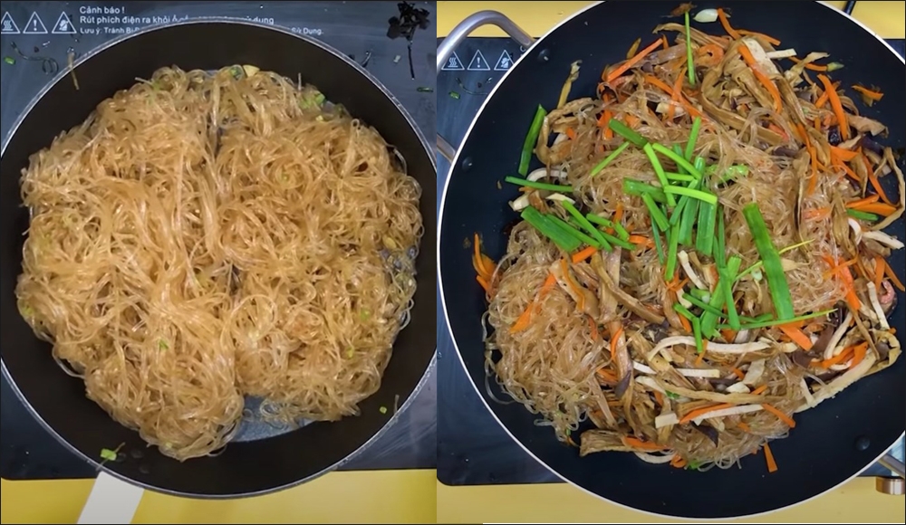 Cách xào miến dong với các nguyên liệu khác