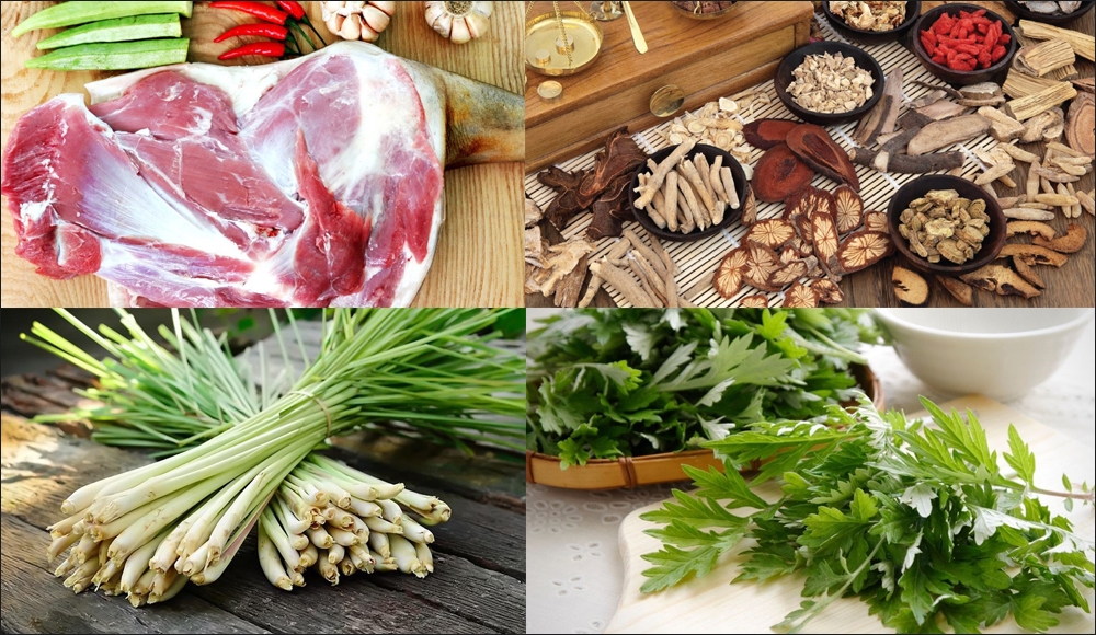 Nguyên liệu làm thịt dê hầm thuốc bắc