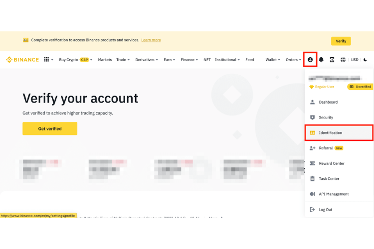 Xác minh danh tính trên Binance trên website - Hình 1