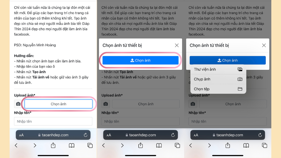 Cách tạo khung ảnh bìa facebook Tết Giáp Thìn 2024 độc đáo bước 2