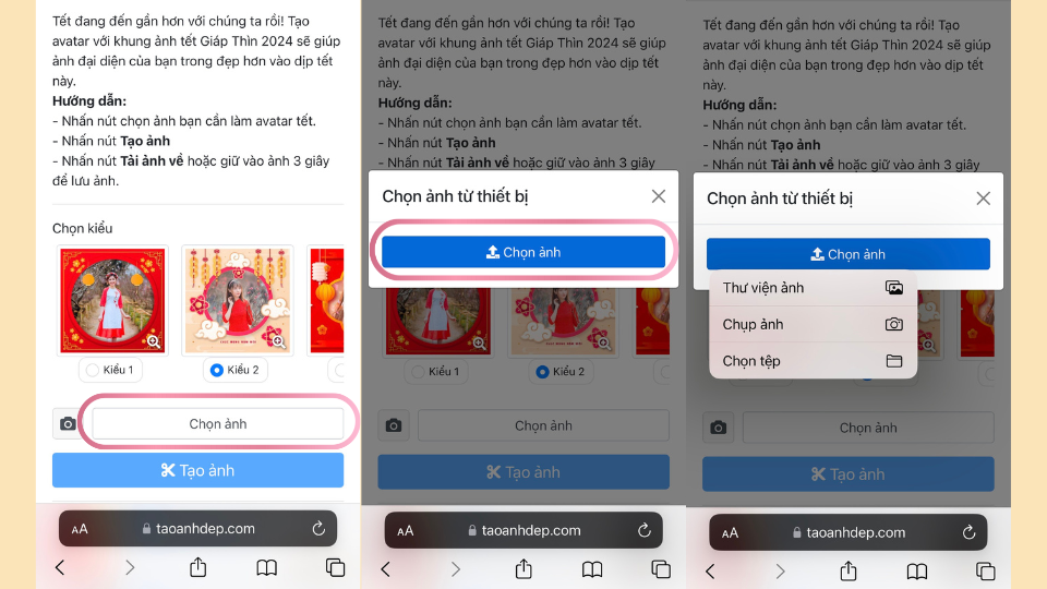 Cách tạo khung ảnh avatar facebook Tết Giáp Thìn 2024 với Tạo ảnh đẹp bước 3
