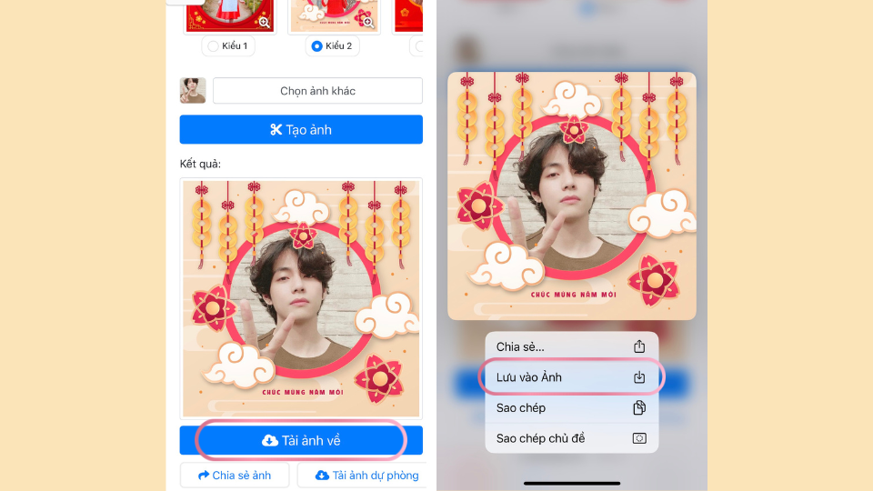 Cách tạo khung ảnh avatar facebook Tết Giáp Thìn 2024 với Tạo ảnh đẹp bước 6