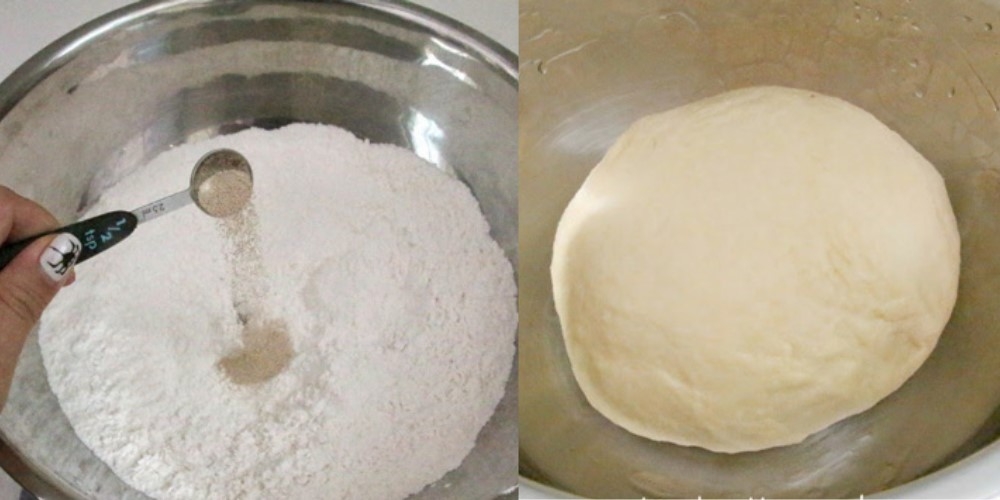 Trộn và nhồi bột để làm bánh mì chà bông