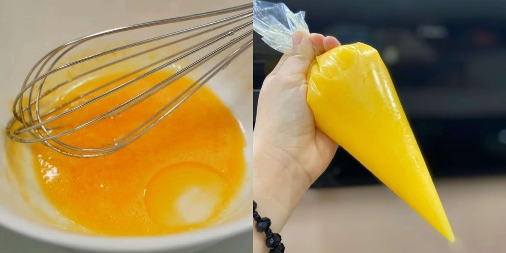 Làm sốt dầu trứng để quét lên bánh mì chà bông