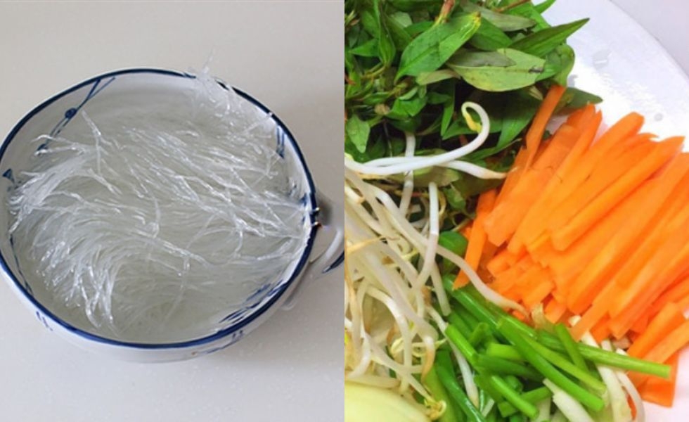 sơ chế nguyên liệu xào miến