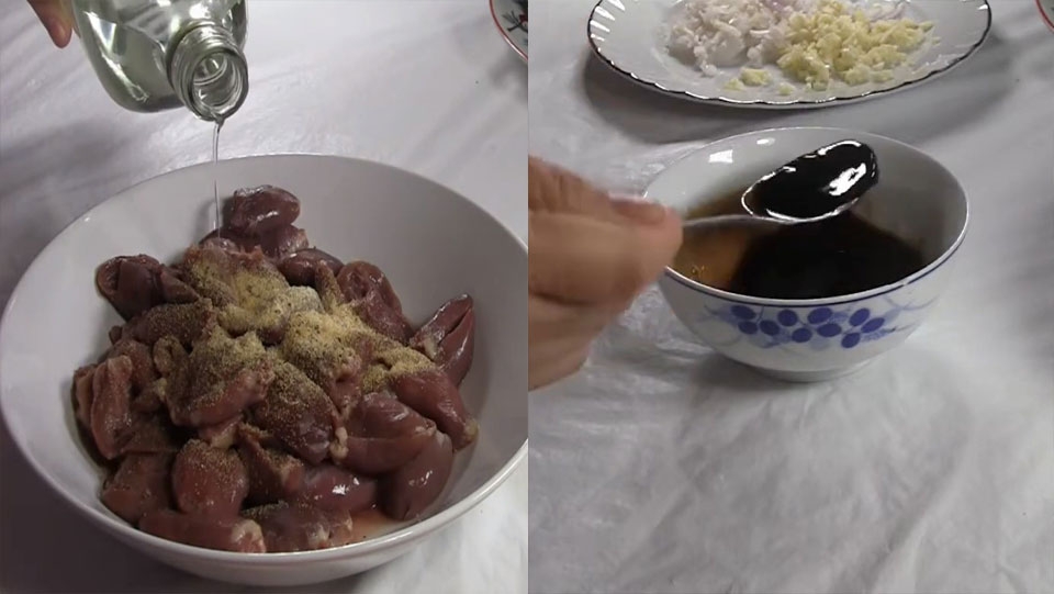 Ướp lòng gà và pha nước sốt xào mì