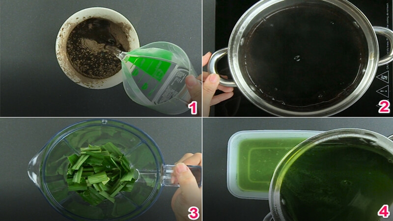 Chuẩn bị sương sáo và thạch lá dứa