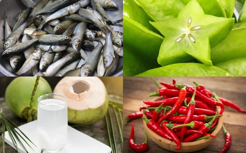 Nguyên liệu nấu món cá linh kho khế