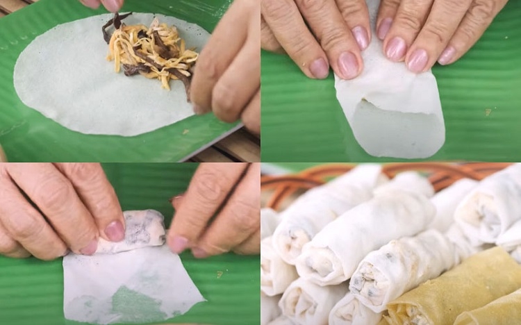 Gói chả giò khoai lang