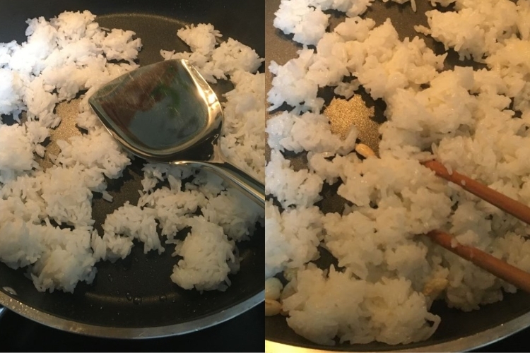 Chiên cơm đảo đều tay