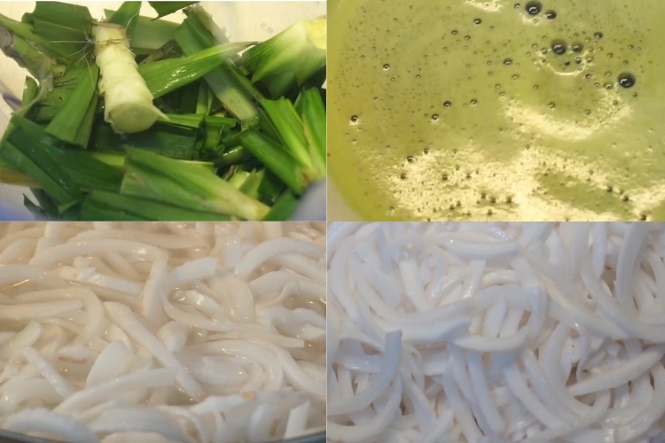 Xay lá dứa và sơ chế cùi dừa