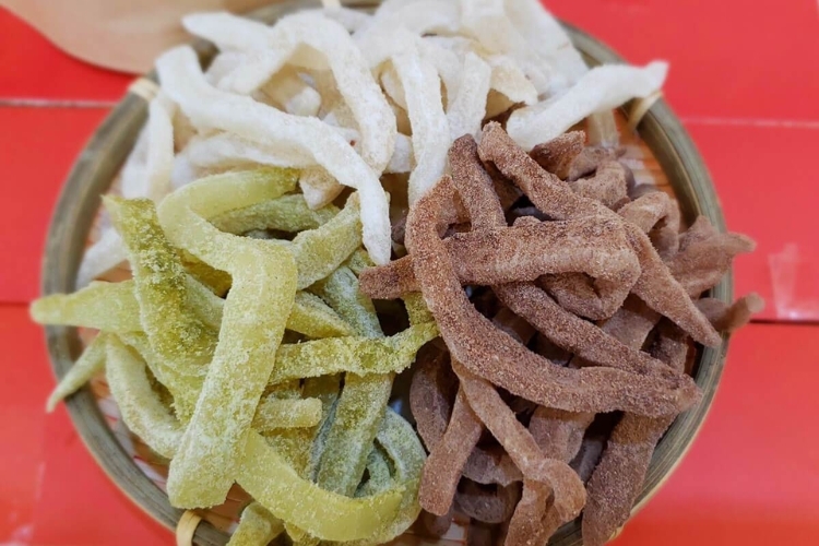 Thành phẩm mứt dừa bằng nồi chiên không dầu