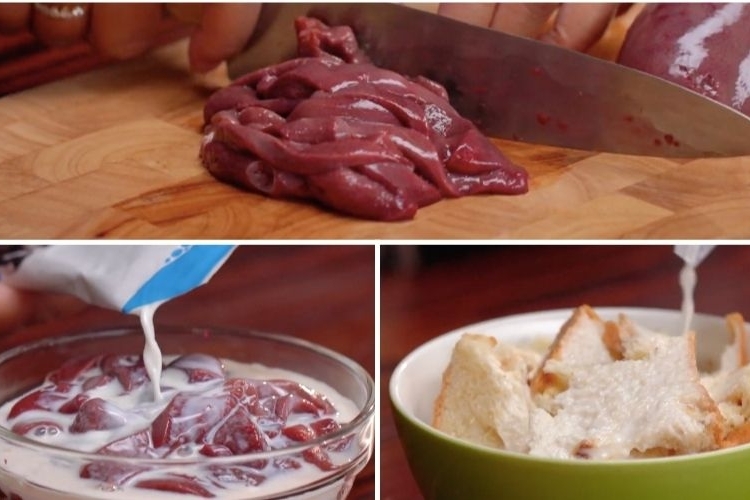 Sơ chế nguyên liệu gan bằng sữa