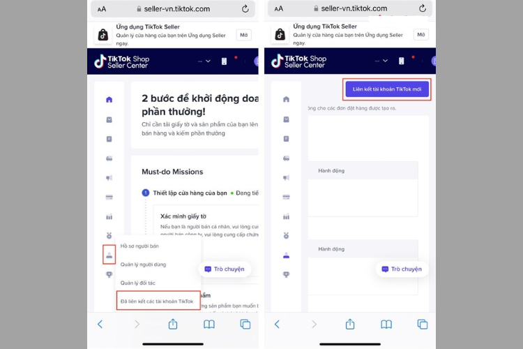 Liên kết tài khoản TikTok