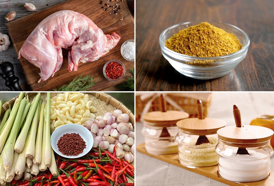 Chuẩn bị nguyên liệu làm thịt thỏ xào sả ớt.