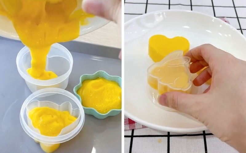 Đổ đậu hũ non bắp ngọt ra khuôn