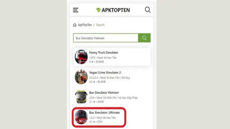 Chọn game Bus Simulator