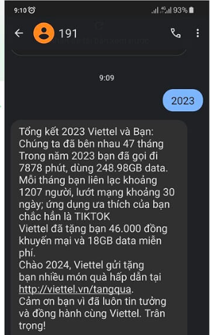 Cách nhận quà kết thúc năm 2023 của Viettel 2