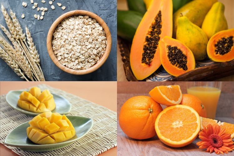 Nguyên liệu cho món đậu hũ non yến mạch với sốt trái cây