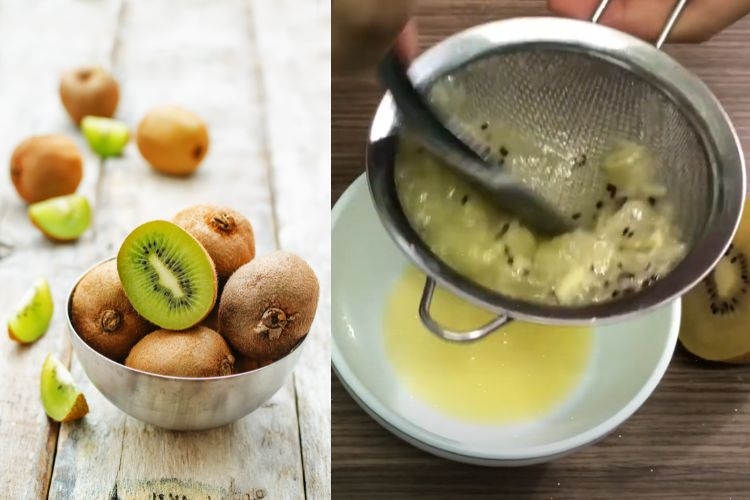 Tán nhuyễn kiwi làm nước sốt