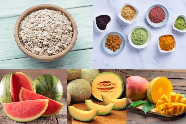 Nguyên liệu chuẩn bị cho món đậu hũ non yến mạch với rau củ