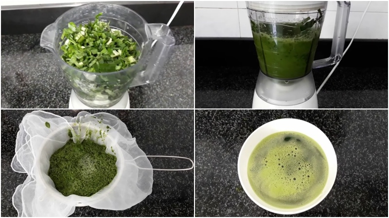 Lọc lấy nước cốt lá dứa
