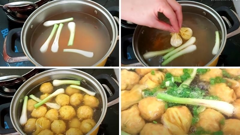 Nấu nước dùng hoành thánh