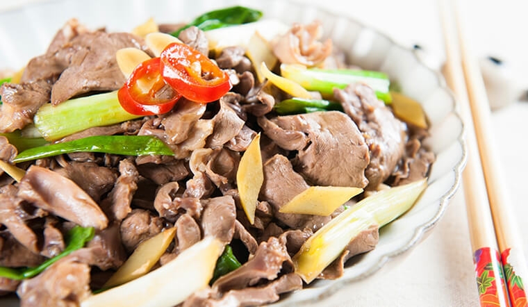 tim lợn xào tỏi