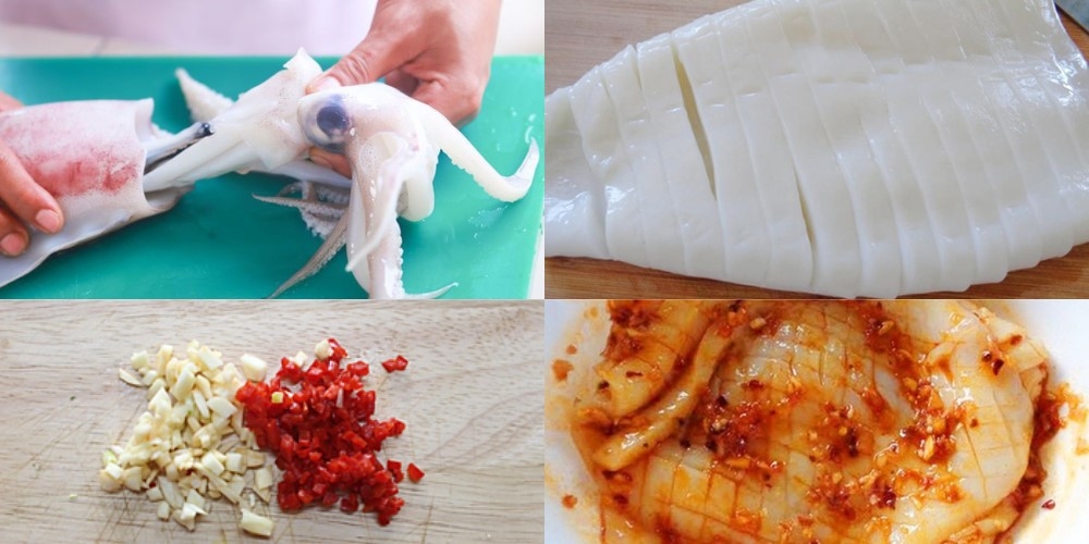 Ướp mực nướng sa tế