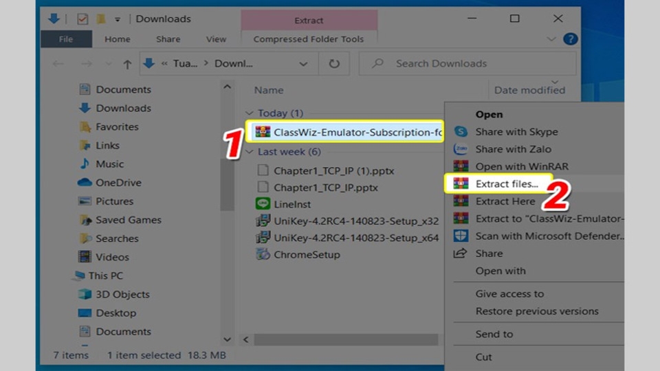 Chọn Extract Files