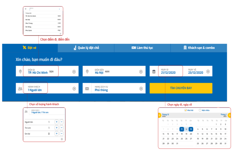 Đặt vé trên website của Vietravel Airlines