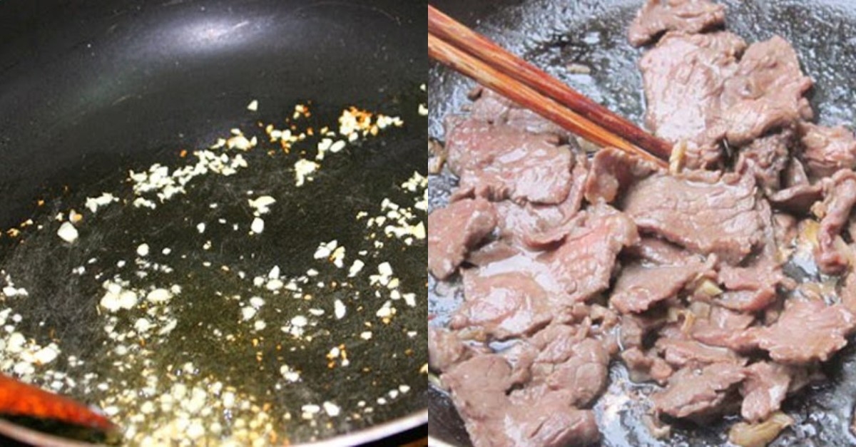 Xào thịt bò vừa chín tới