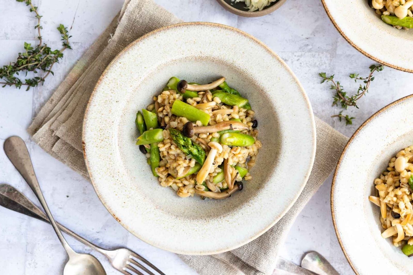 Risotto nấm và măng tây