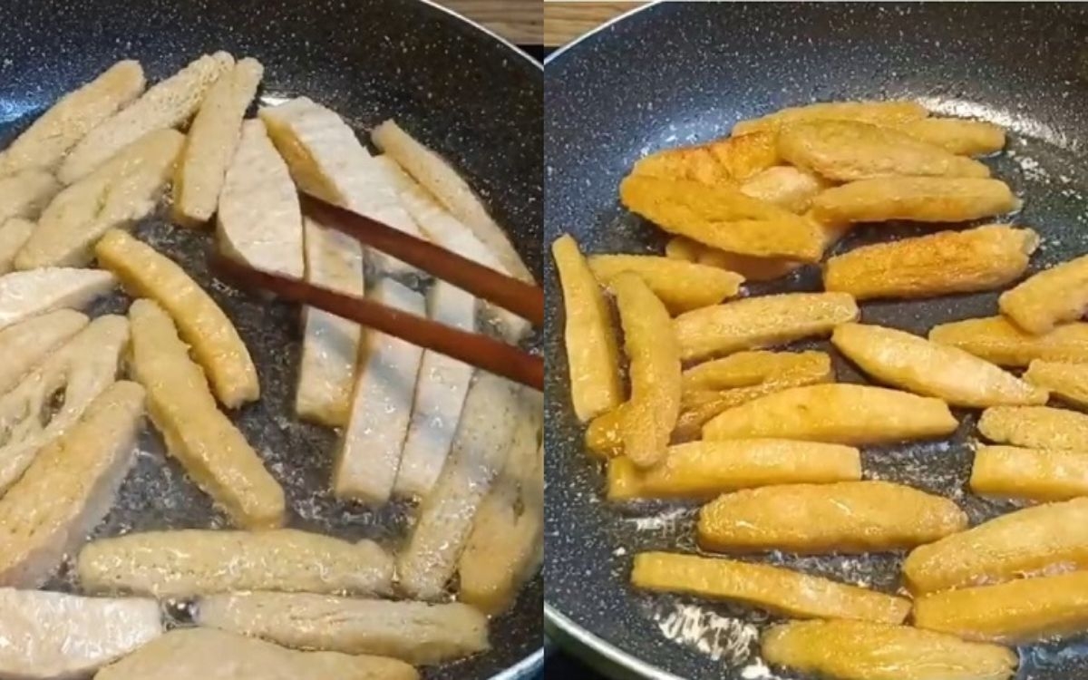 Bước 3: Chiên sườn non chay