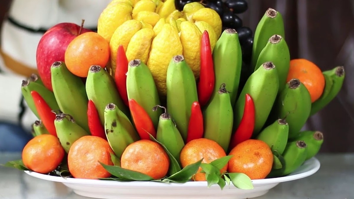 Mâm ngũ quả miền Bắc thường có nải chuối