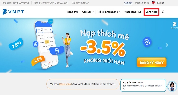 Đăng nhập trên website My VNPT